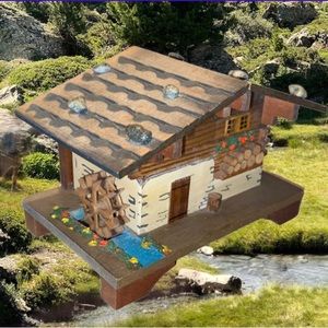 Vintage sweeden cuendet edelweiss Swiss music box watermill cabin works stashbox